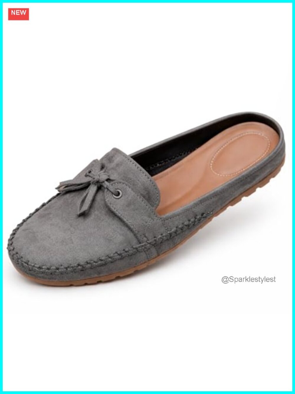 Faux Leather Knotted Flat Mules Slip-On Mocc Faux Leather